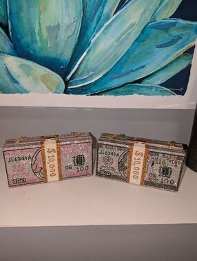 2 Embellished Cash Stack Clutch Bags